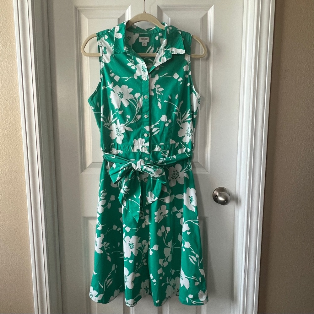 J. Crew green & white floral sleeveless dress